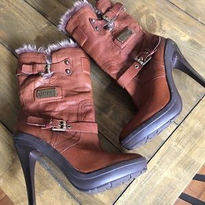 Brown fur lined Guess boots size 9